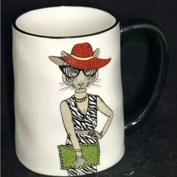 Signature Housewares Hipster, Shopaholic Tiger, 16oz Coffee, Tea Mug Cup - Picture 3 of 5